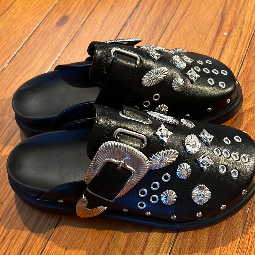 Clogs ~ Black leather with studs